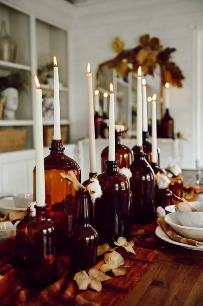 Amber bottle candlesticks