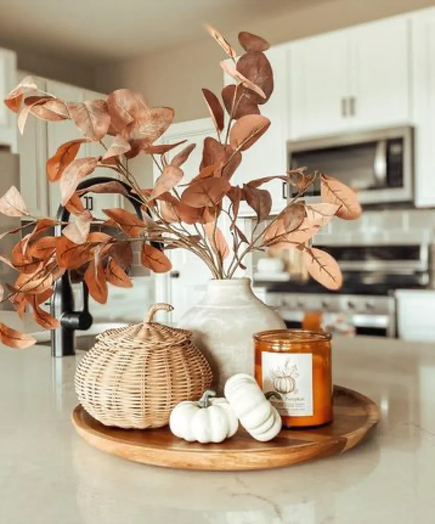  Minimal wood tray with Fall accents