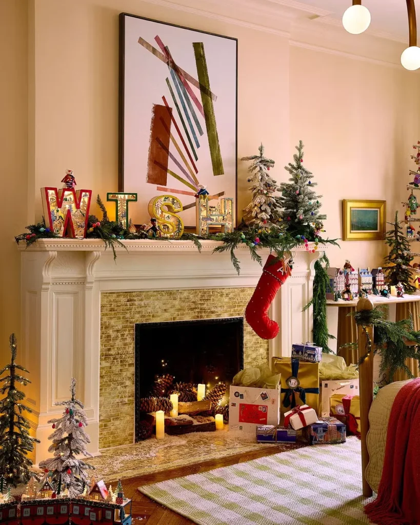 Pine Cones Inside the Fireplace